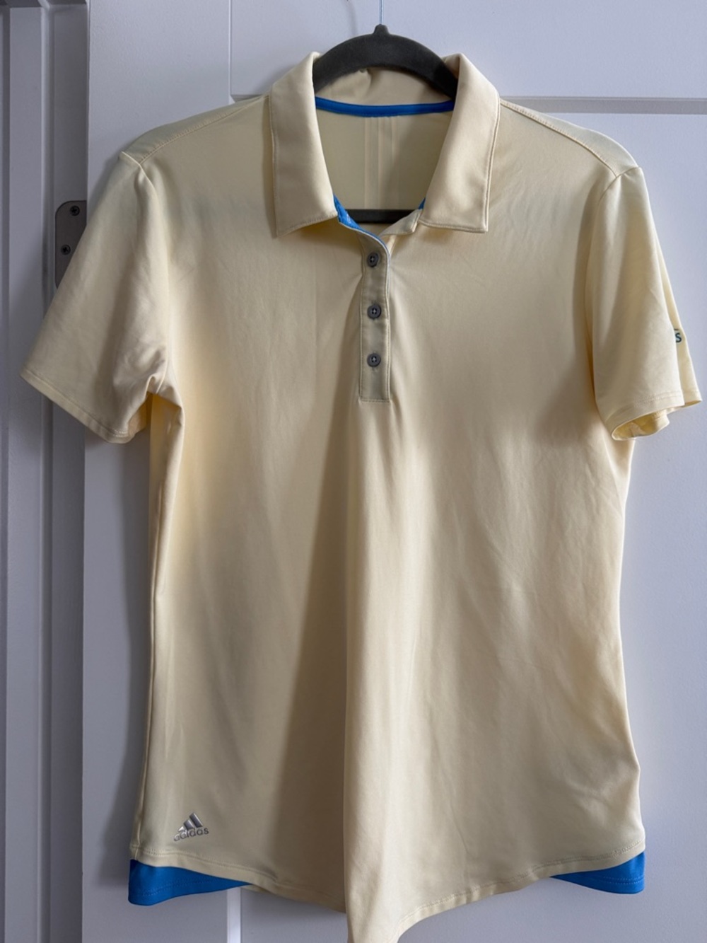 adidas Women’s Light Yellow Polo with Blue Trim